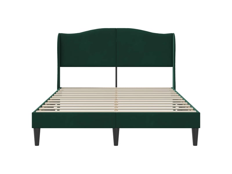 Lit double- lit adulte - cadre de lit avec tête de lit vert foncé 120 x 190 cm velours - Conforama C