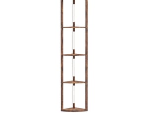 Lampadaire led avec étagères 5 niveaux, variateur 3 intensités, marron rustique