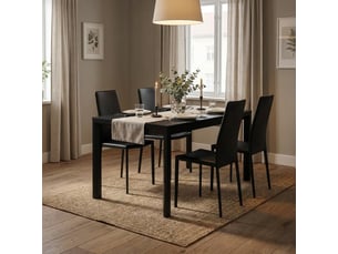 Lot de 4 chaises empilables rembourrées en simili cuir luma - noir