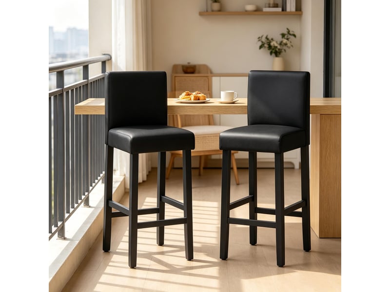  Tabourets de bar lot de 2 avec dossier - lpospi - repose-pieds, simili cuir noir, 41 × 37,5 × 110 cm  - Conforama C