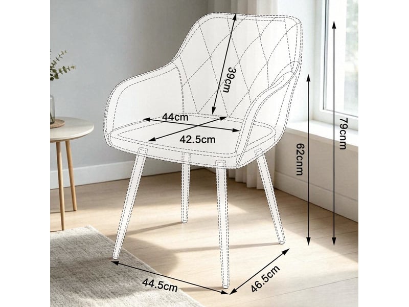  Chaise de salle à manger en velours bleu sarcelle avec accoudoirs, 79 cm  - Conforama C