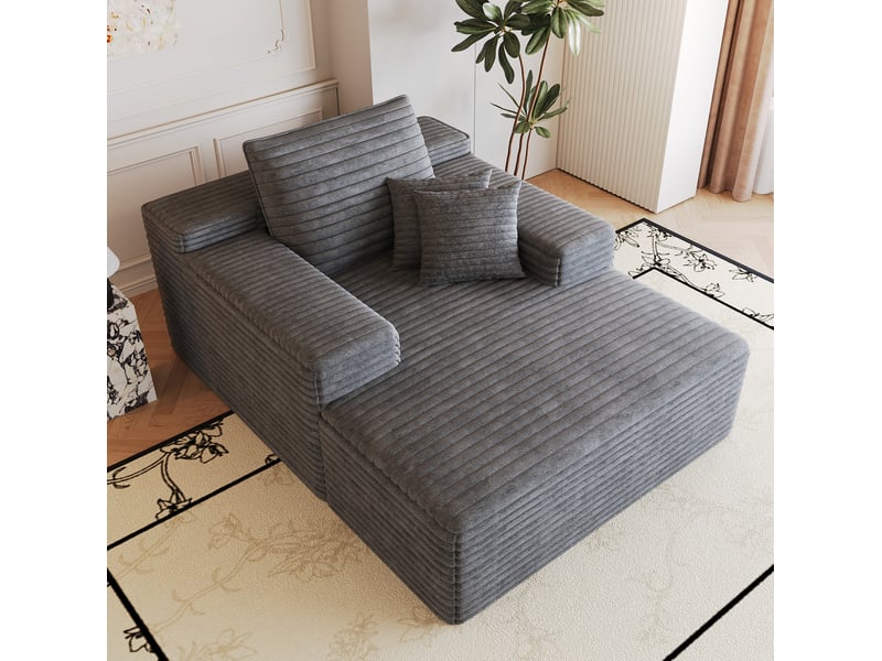  Chauffeuse modenvie en velours côtelé gris foncé 115 x 159 cm  - Conforama B