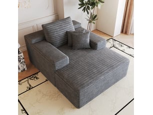 Chauffeuse modenvie en velours côtelé gris foncé 115 x 159 cm