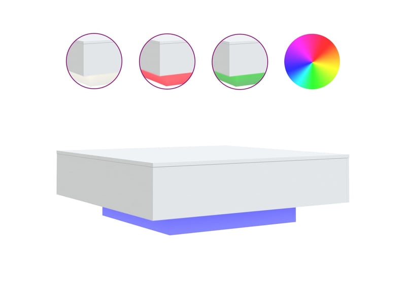  Table basse | table d'appoint salon avec lumières led blanc 100x100x31 cm  - Conforama A