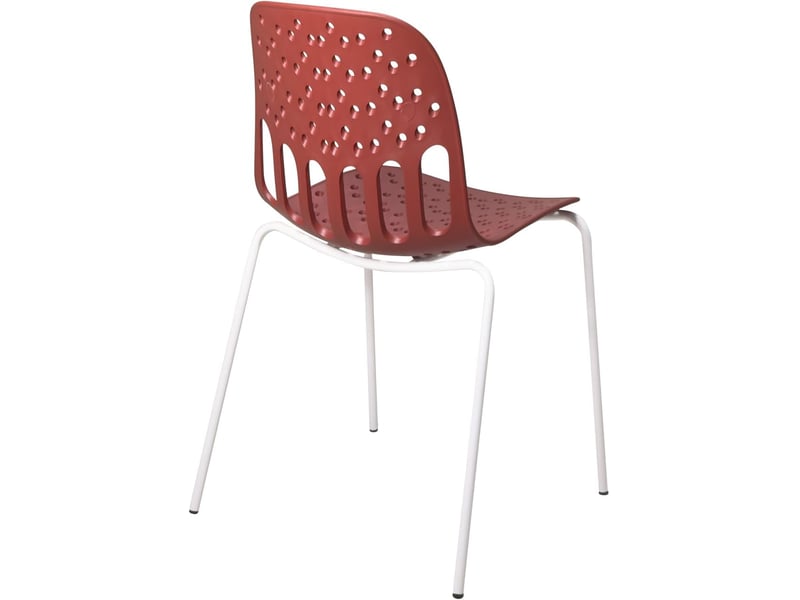  Lot de 4 chaises de cuisine empilables kio rouges et blanches avec structure métal 735-KIO - Conforama W