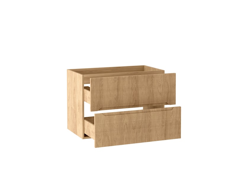 Meuble sous vasque suspendu avec étagère 2t novo l.100 cm effet chêne hikora  - Conforama E