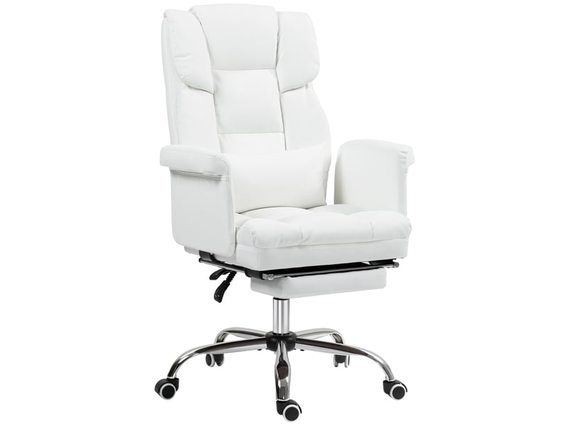  Chaise de bureau ergonomique, hauteur réglable de 48 à 56 cm, dossier inclinable, repose-pieds, blanche  - Conforama B