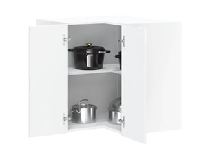 Meuble de rangement, armoire murale d'angle de cuisine lucca blanc brillant