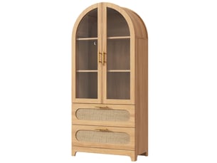 Vitrine coloris bois clair 3 étagère(s) <strong></strong> <strong>Sol Morn</strong> - 80 cmx175 cm