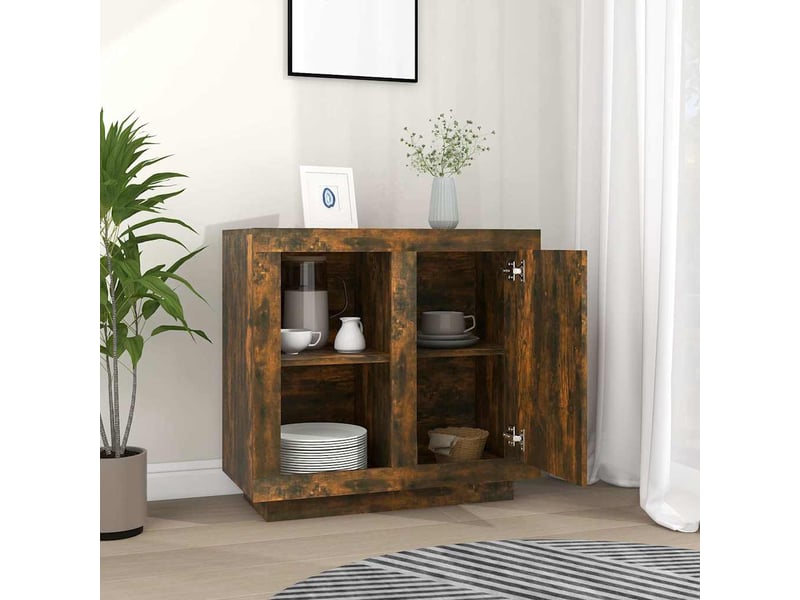  Buffet - bahut - meuble de rangement chêne fumé 80x40x75 cm  - Conforama C