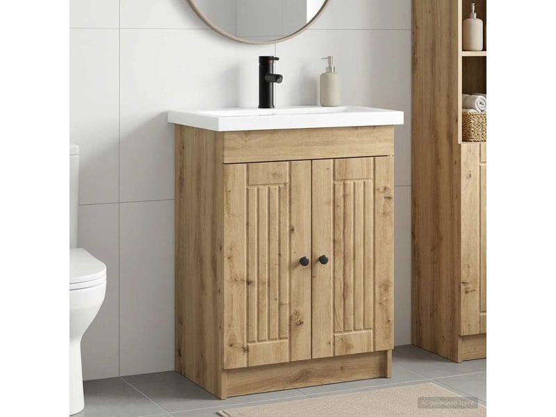Ensemble de mobilier de salle de bain chêne artisanal shl5978 - Conforama B