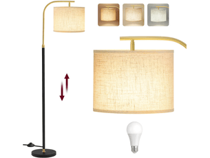 Lampadaire arc réglable hauteur 150 x 30 x 30 cm style moderne ambiance cosy en acier noir mat 12_0012128