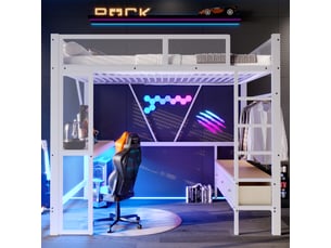 Lit mezzanine 140x200 cm <strong>MERAX</strong>  <strong>lit enfant blanc</strong> coloris blanc