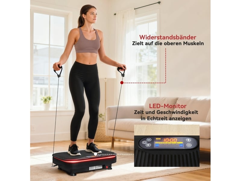  Plateforme vibrante 47 x 32 x 12 cm noire en abs et acier q235, bluetooth, télécommande et 99 vitesses  - Conforama D