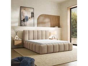 Lit coffre 180x200 cm <strong>MASSENO</strong>  <strong></strong> coloris beige