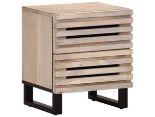 Lot de 2 tables de chevet - cabinet de chevet - table de nuit 40x34x46 cm bois manguier massif blanchi