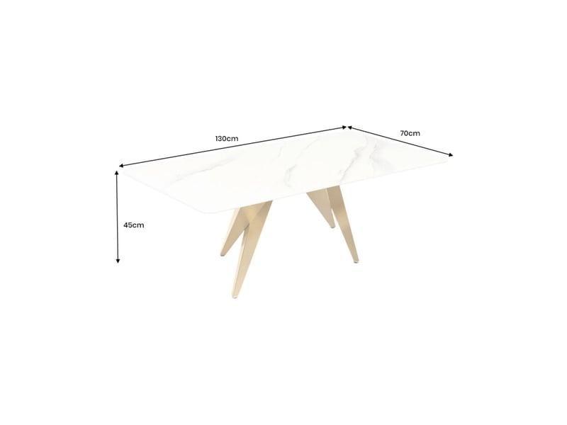  Table basse axis 130 cm effet marbre blanc avec pieds dorés  - Conforama C
