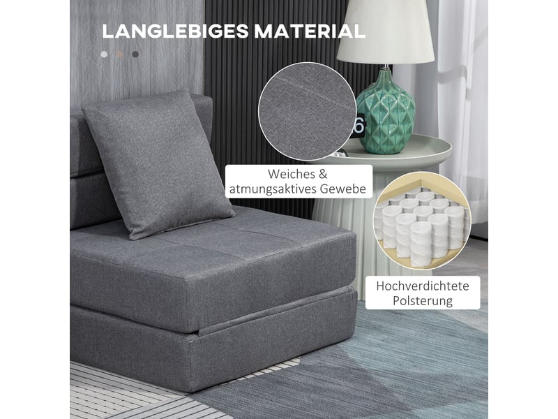 Fauteuil-lit pliant,70x70x61 cm,2-en-1,polyester,gris foncé - Conforama D