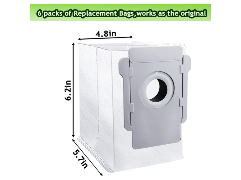  6 sacs d'aspirateur compatibles roomba, pour clean base isj series (i7, i3, i4, i6). Pièces de rechange, efficaces et faciles à installer.  - Conforama B