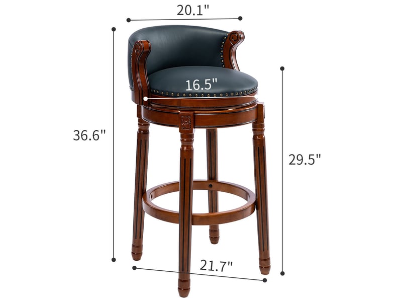  Tabouret de bar 54,8x54,8x96 cm pivotant 360° avec dossier bois bleu  - Conforama E