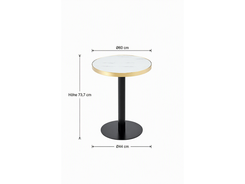  Table d'appoint ronde,60x60x74 cm,avec base stable,mdf,effet marbre blanc  - Conforama C