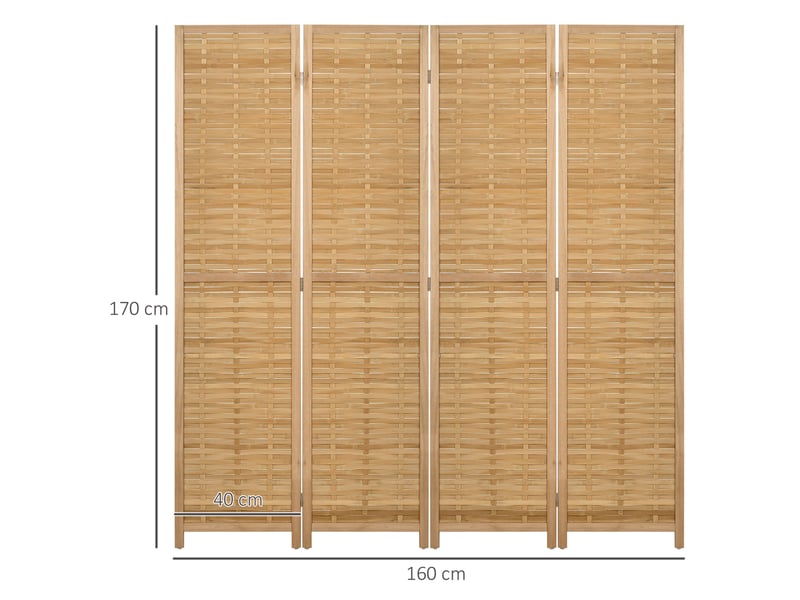 Paravent pliable 4 panneaux 160 x 170 cm - naturel - séparation d'espace et intimité en bambou - Conforama C