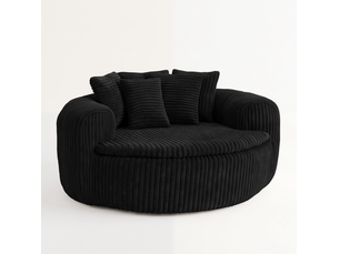 Fauteuil fixe MODENUIT Velours côtelé noir vendu A l'unité