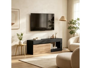 Meuble tv coloris noir 140 cm <strong></strong>  <strong></strong>