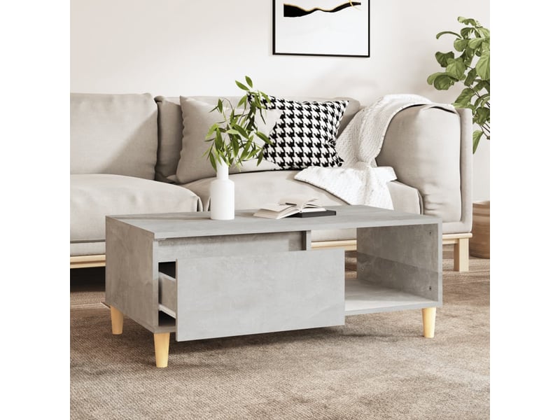  Table basse rectangulaire | table de salon gris béton 90x50x36,5 cm bois d'ingénierie shl6448  - Conforama C