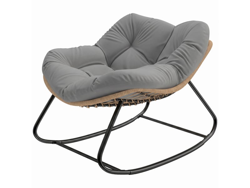  Fauteuil à bascule de jardin, chaise à bascule, rocking chair, acier, 107x97x79cm, gris  - Conforama A