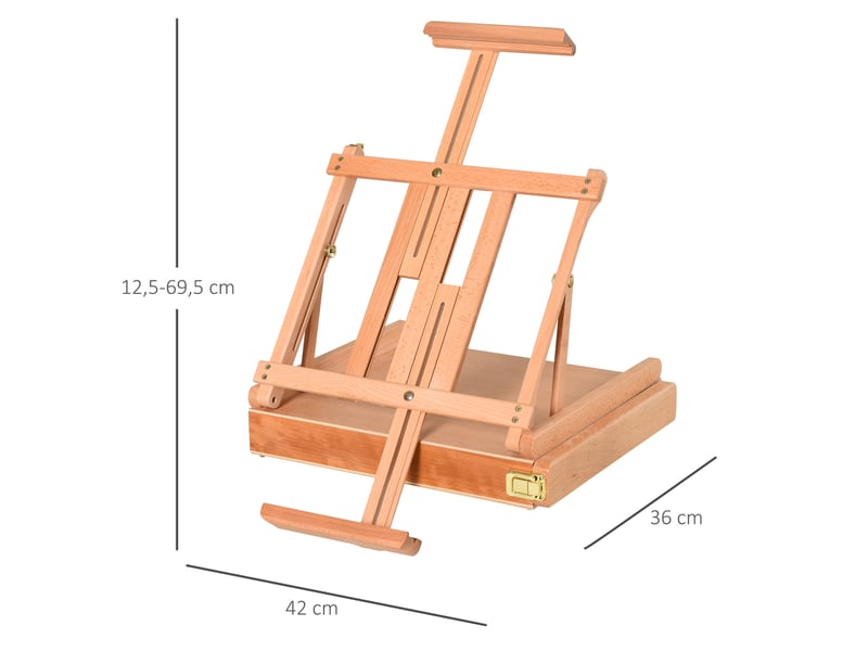 Chevalet de table pliable en hêtre avec tiroir et poignée 42x36x12.5 cm  - Conforama C