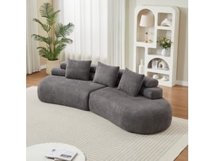 Canapé modulable 3 places en chenille gris anthracite, design incurvé