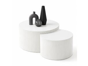 Table basse forme atypique coloris blanc ULQENI  - 80 cmx60 cm