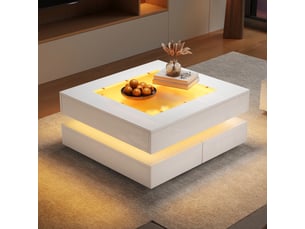 Table basse carré(e) coloris blanc <strong>ATELIER CONFORTIEL</strong> <strong></strong> - 70 cmx70 cm