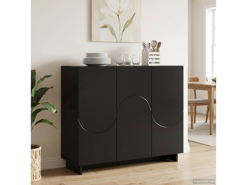  Buffet - bahut - meuble de rangement noir 85,5 x 31 x 75 cm bois d'ingénierie  - Conforama B