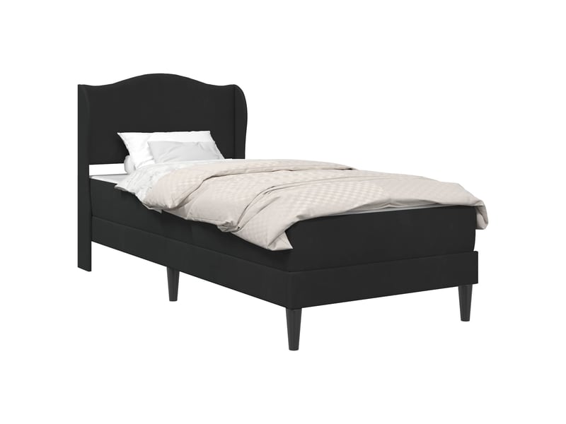  Lit simple- lit adulte -  cadre de lit avec tête de lit noir 100 x 200 cm velours  - Conforama A