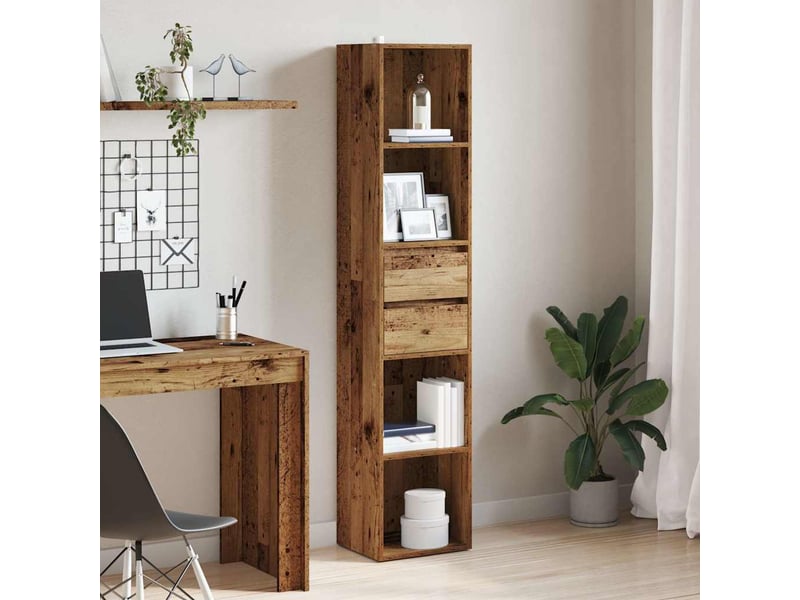  Bibliothèque, meuble de rangement salon vieux bois 36x30x171 cm bois d'ingénierie  - Conforama C