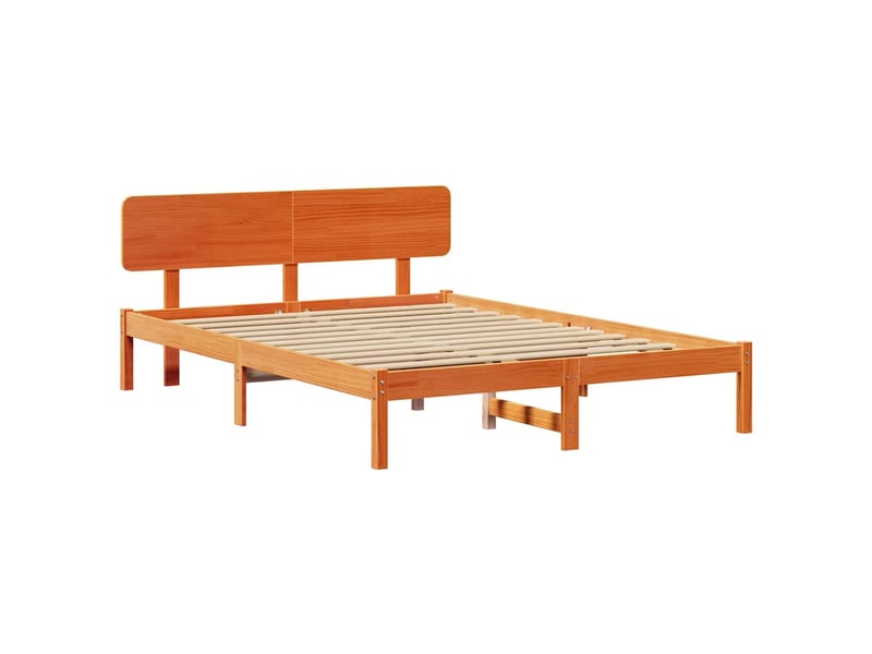 Lit double- lit adulte - cadre de lit avec tête de lit brun 150 x 200 cm pin massif - Conforama C