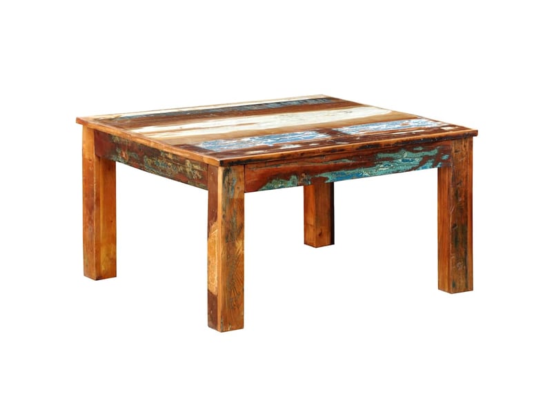  Table basse - table de salon - table à thé carrée bois de récupération  - Conforama B