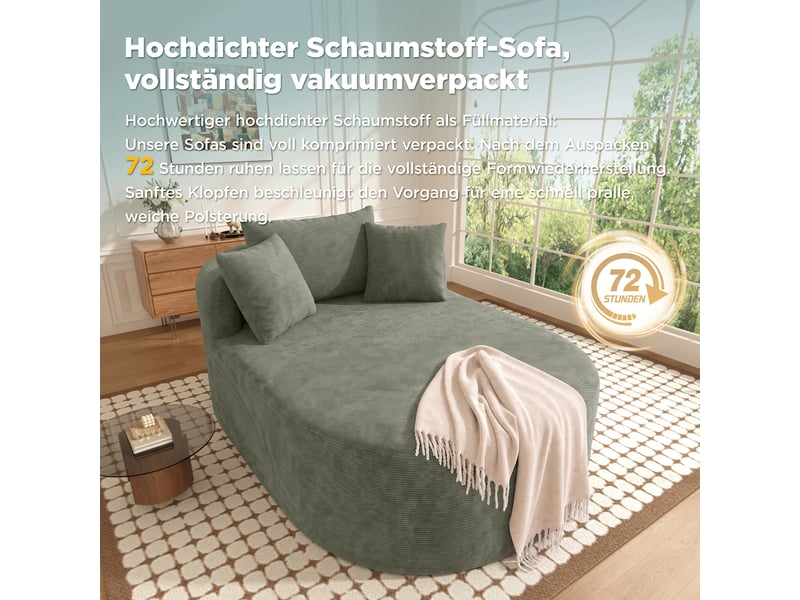  Fauteuil relax,170x112,5x83 cm,1 place avec assise profonde,velours côtelé,vert  - Conforama E