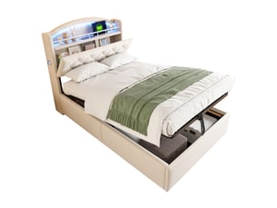 Lit coffre 90x200 cm <strong></strong>  <strong></strong> coloris beige