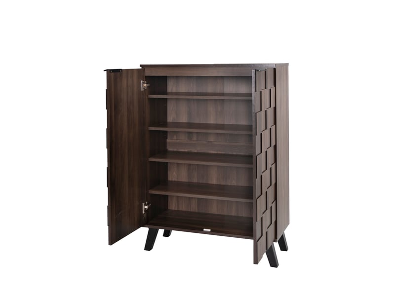  Meuble à chaussures 80x35,5x110 cm avec 4 tablettes réglables, design moderne, panneau de particules, bois  - Conforama A