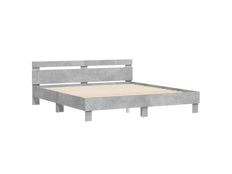  Lit double- lit adulte -  cadre de lit sans matelas gris béton 200x200 cm  - Conforama C