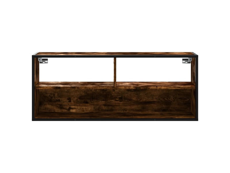  Meuble tv - banc tv - meuble de rangement chêne fumé 100x31x39,5 cm bois d'ingénierie et métal  - Conforama D