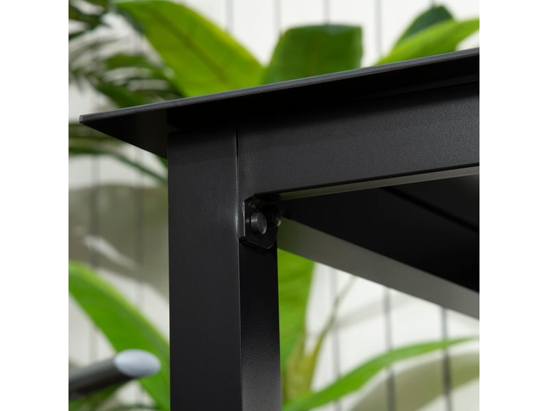 Table à manger 80 x 80 x 74 cm plateau en verre trempé cadre en aluminium noir 4 personnes forme carrée - Conforama C