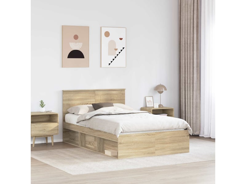  Lit double- lit adulte -  cadre de lit sonoma 120 x 190 cm bois d'ingénierie  - Conforama B