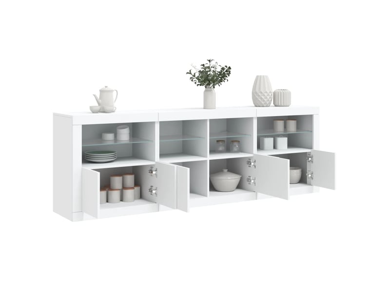  Buffet - bahut - meuble de rangement avec lumières led blanc 202x37x67 cm  - Conforama D