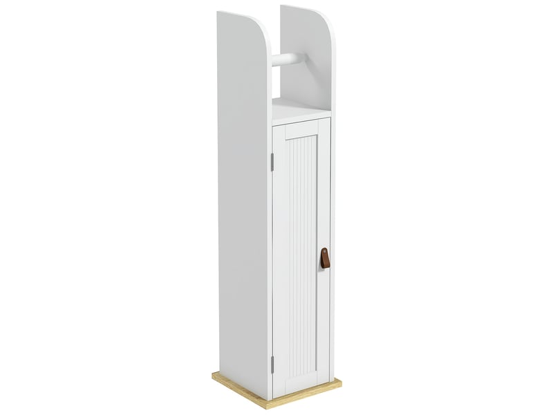 Meuble de salle de bain avec porte-papier toilette, compartiment de rangement et étagères réglables, 20 x 20 x 80 cm, blanc - Conforama B