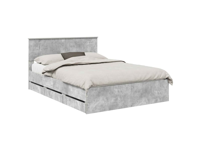  Lit double- lit adulte -  cadre de lit gris béton 140 x 200 cm bois ingénierie  - Conforama A