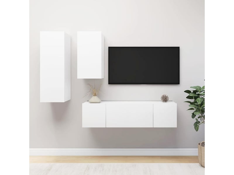  Ensemble de meubles tv 4 pcs blanc bois d'ingénierie shl37325  - Conforama B